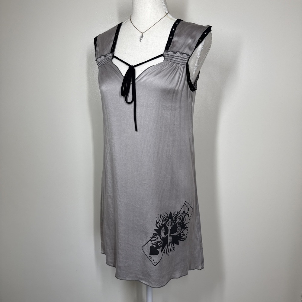 SALVAGE Vintage Silk Mini Dress Women's Sz M Grunge Punk Y2K Whimsigoth Babydoll